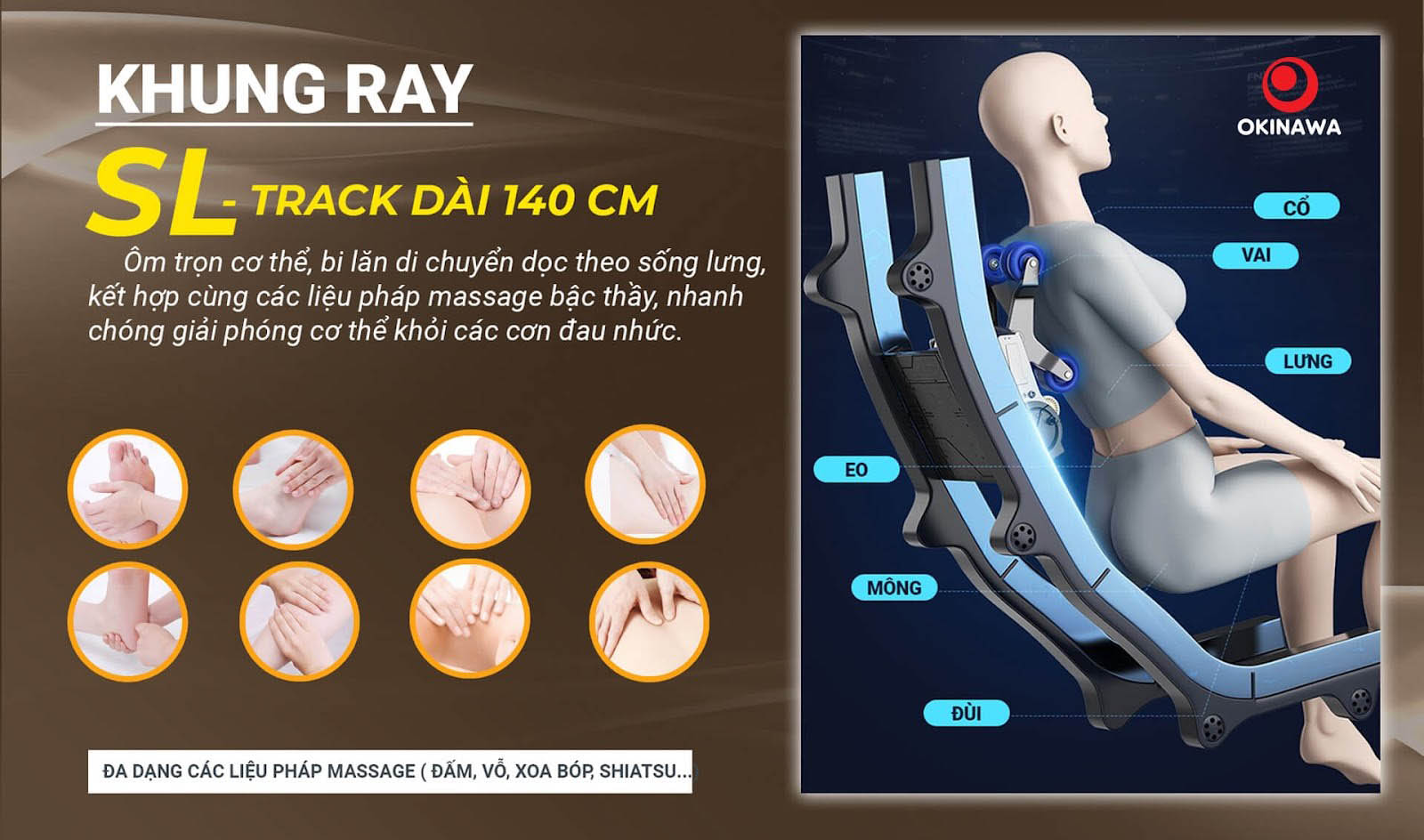 Khung ray ghế massage OKINAWA OS-936